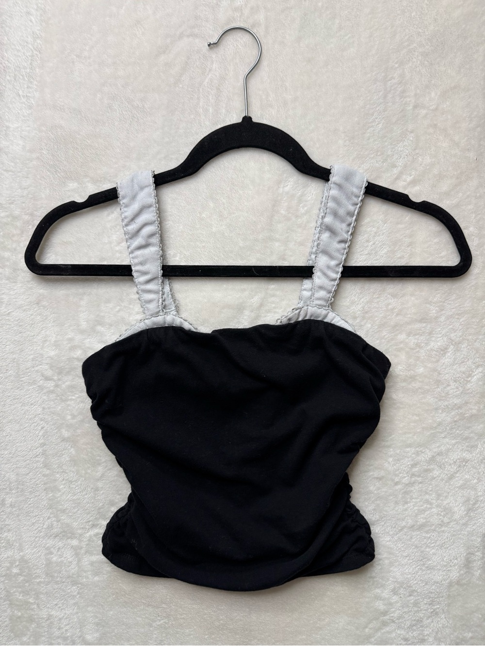 Thirty Thirty LA Black Rushed Cami Tank Tip Camisole Cotton Sz XS